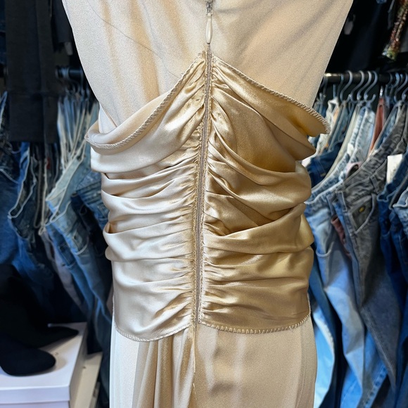 Vintage 90s silk drapped surplis wrap Dress - Picture 5 of 5